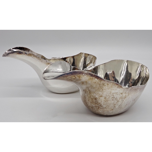 287 - Pair of French silver plated boat shaped Bourdaloue, 19cm long