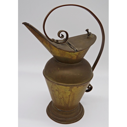 151 - Dr Christopher Dresser for Benham & Froud - brass ewer, with scrolled handle, 36cm high