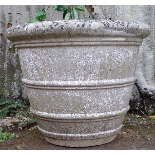 35 - Large well weathered reconstituted stone planter, 60 high x 77cm diameter