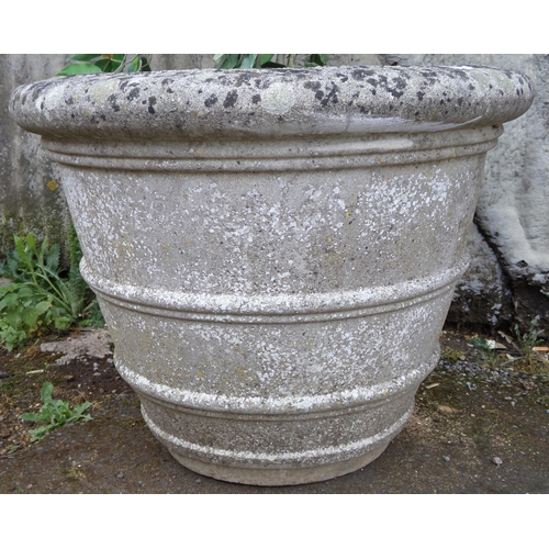 35 - Large well weathered reconstituted stone planter, 60 high x 77cm diameter