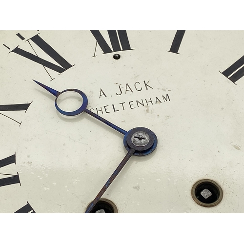 478 - Arthur Jack of Cheltenham twin train wall clock, 8