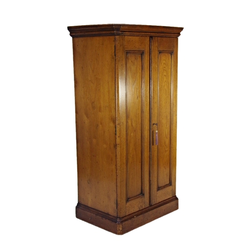 517 - 19th century fruitwood cupboard of small proportions, the twin panel doors enclosing a shelved inter... 