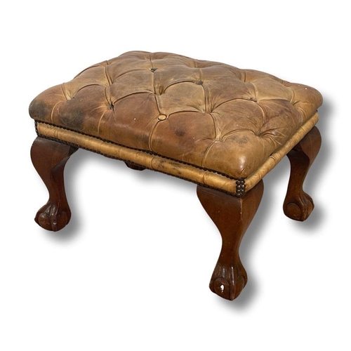 1240 - Quality large shell back leather armchair in honey tan with great patina and matching full button ch... 