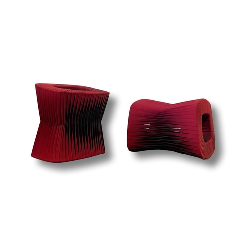 1247 - Pair of monochromatic red and black Ottomans / Chairs by award-winning Thai designer Nuttapong Charo... 