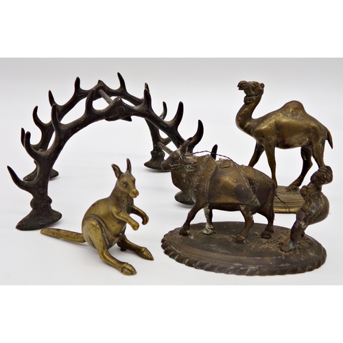 450 - Interesting collection of Eastern and other items to include a bone inlaid frame, cast bronze animal... 