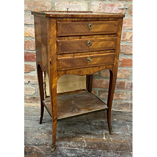 1167 - French kingwood night stand, with raisable screen, fitted three small drawers, cabriole legs and an ... 