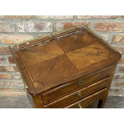 1167 - French kingwood night stand, with raisable screen, fitted three small drawers, cabriole legs and an ... 