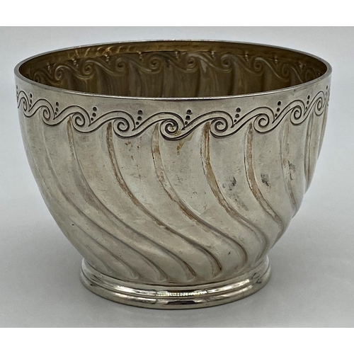 112 - Late Victorian wrythen fluted silver slop bowl, maker John Round, Sheffield 1897, 9cm diameter, 4oz ... 