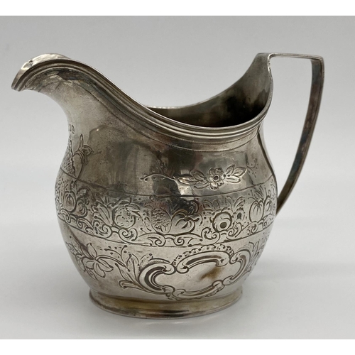 115 - George III silver cream jug with later chased decoration, maker marks worn, London 1807, 11.5cm long... 