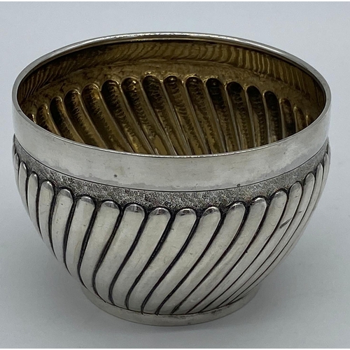 117 - Victorian wrythen fluted silver slop bowl, maker F B Thomas & co, London 1882, 10cm diameter, 5oz ap... 