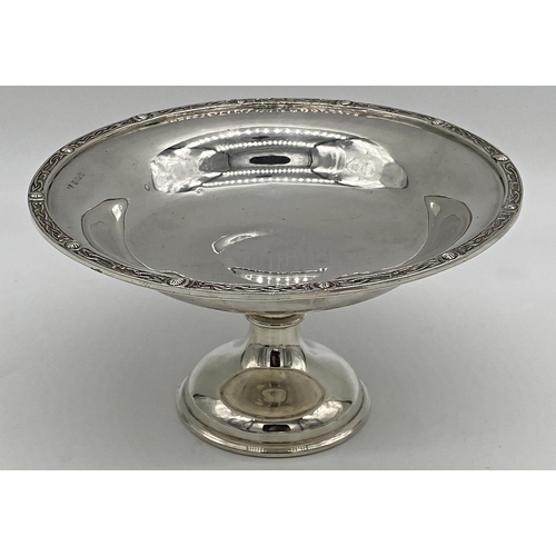 127 - Good quality 1920s cast silver tazza or pedestal dish, with Celtic rim, maker marks worn, Birmingham... 