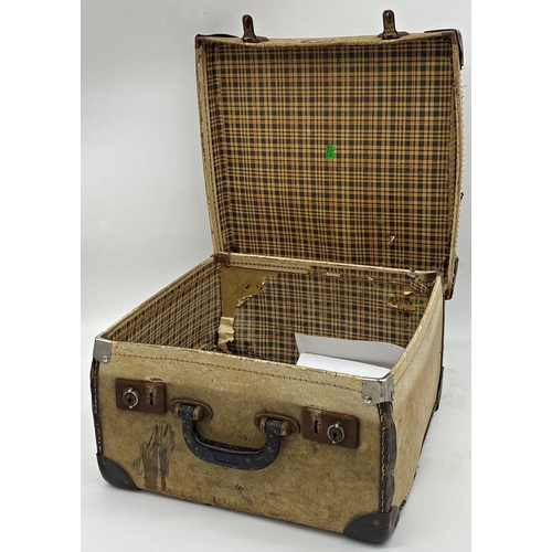 442 - A vintage velum leather suitcase believed to be the property of and signed by Gene Vincent, 39cm wid... 