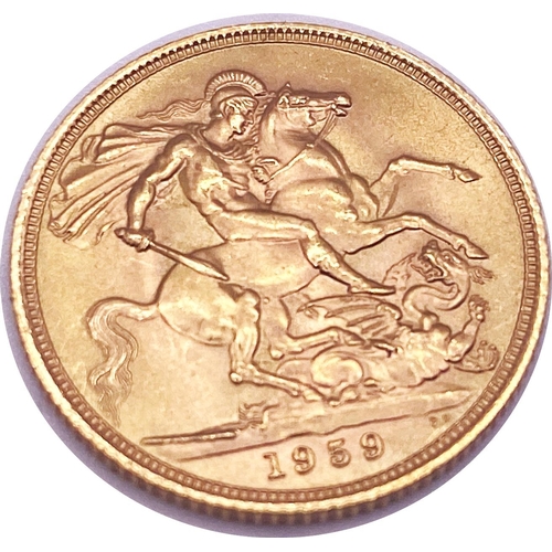 208 - A gold sovereign dated 1959. Weight 7.9 grams approx.