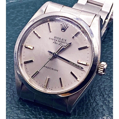 235 - Gents Rolex Oster Perpetual Air King Precision stainless steel Wrist Watch, 34mm case, steel needle ... 