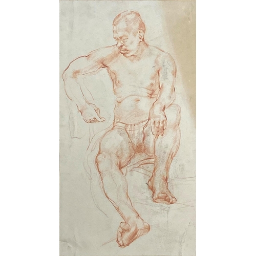 1341 - Constance-Anne Parker (1921-2016) - seated nude male, unsigned, graphite study, 33 x 28cm mounted, u... 