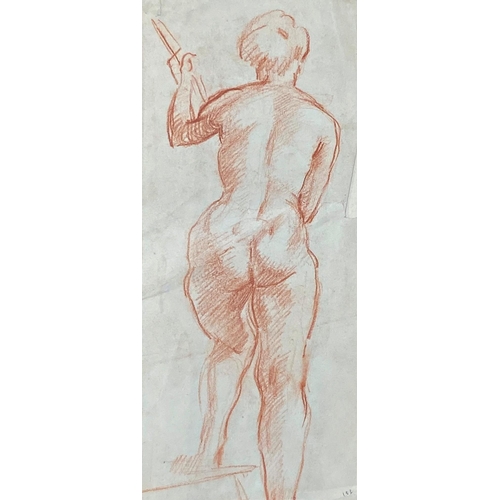 1341 - Constance-Anne Parker (1921-2016) - seated nude male, unsigned, graphite study, 33 x 28cm mounted, u... 