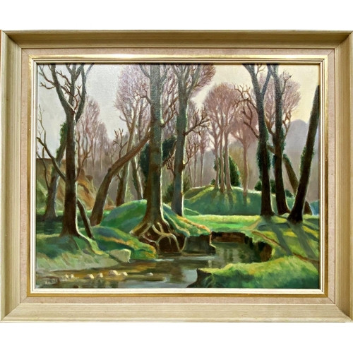 1301 - 20th century school - Lamorna, Cornwall, oil on canvas, 40 x 50cm, framed