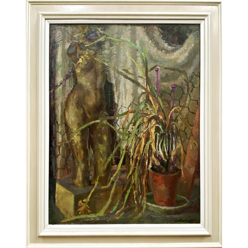 1303 - Constance-Anne Parker (1921-2016) - Still life with nude torso and plants, signed, oil on canvas, 63... 