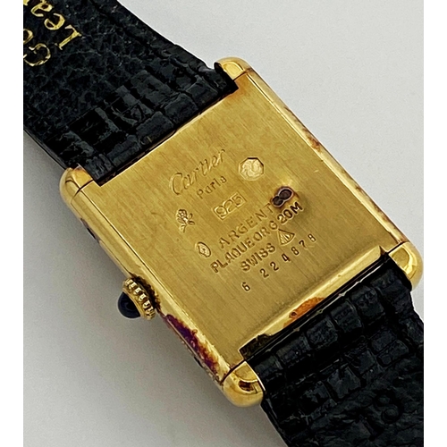 243 - Cartier Tank Dress Watch 224878 Silver Gilt Manual Wind, head measures 23.5mm not including jewelled... 