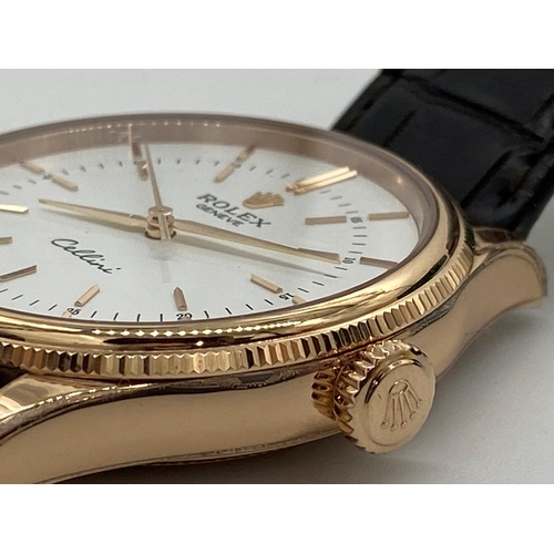 231 - Gents Rolex 18ct Rose Gold Cellini Automatic Wristwatch, head measures 39mm not including crown, wit... 