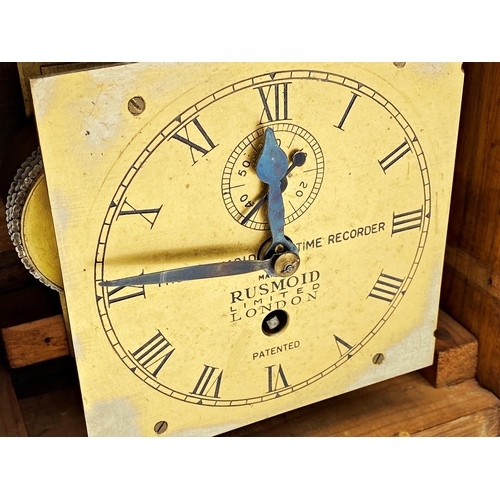 318 - The Kosmoid Time Recorder by Rusmoid Limited London, 15cm brass dial with engraved Roman numerals an... 