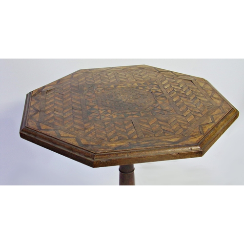 1232 - 19th century parquetry inlaid tea table, 77cm high x 68cm wide