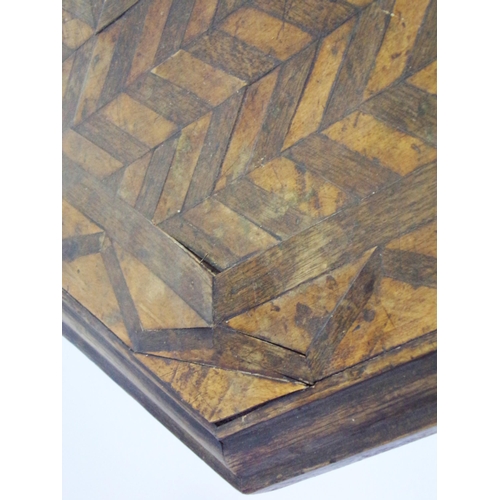 1232 - 19th century parquetry inlaid tea table, 77cm high x 68cm wide