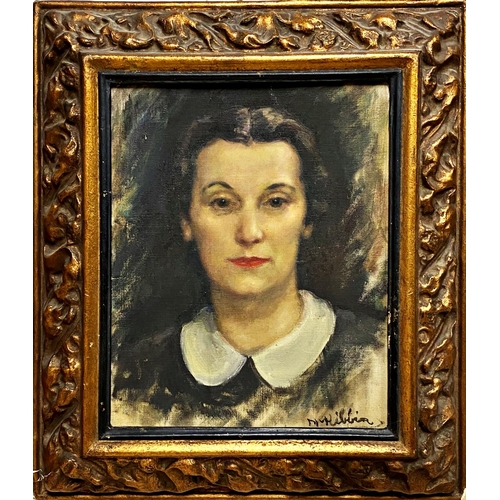 1325 - N* Williams? (early 20th century) - Bust portrait of a lady, signed, oil on board, 41 x 33cm, Medici... 