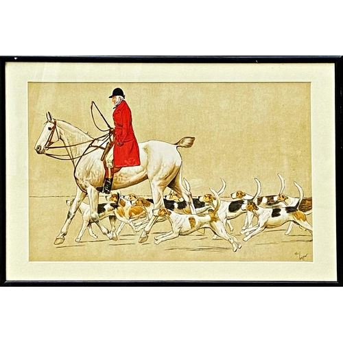 1326 - Cecil Aldin (1870-1935) - two colour original prints of hounds on their way to a meet, each 33x58cm,... 