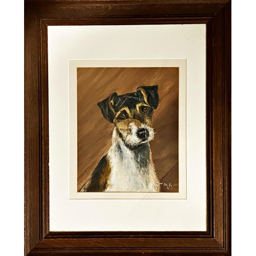 1328 - 20th century school - bust portrait of a Fox Terrier, monogrammed MJ, pastel and gouache, 24 x 19cm,... 