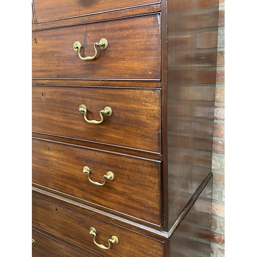 1238 - Irish George III mahogany chest on chest, fitted two short over six long drawers on bracket feet, 17... 