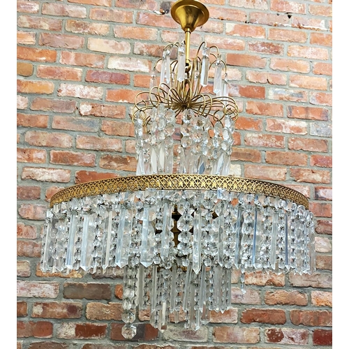 1215 - Good continental prismatic drop and gilt metal chandelier