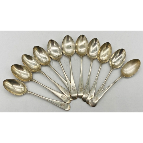 22 - Eleven Victorian silver Old English teaspoons, maker Martin, Hall & co, Sheffield 1883, 7oz approx