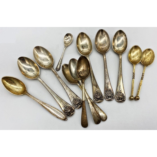 25 - Twelve various silver tea, coffee or small spoons, 5oz approx