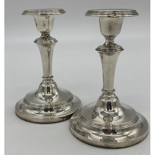 45 - Pair of Edwardian silver candlesticks, 13cm high