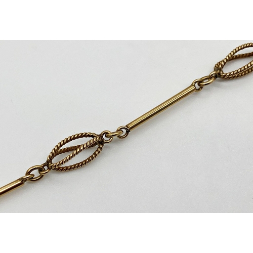 184 - 9ct gold chain with alternating bar and twist design. Hallmarked to the clasp. Measuring 47 cm long ... 