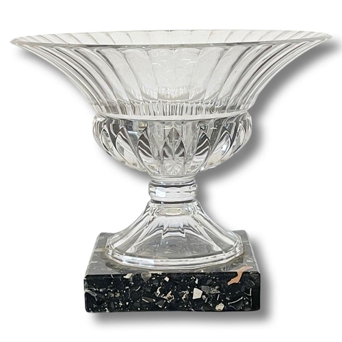 547 - Lead crystal vase on marble base, 28cm high x 34 diameter