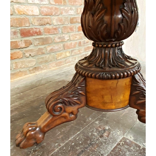 1145 - Late 19th century French marble top Guéridon revolving centre table, on an acanthus baluster column ... 