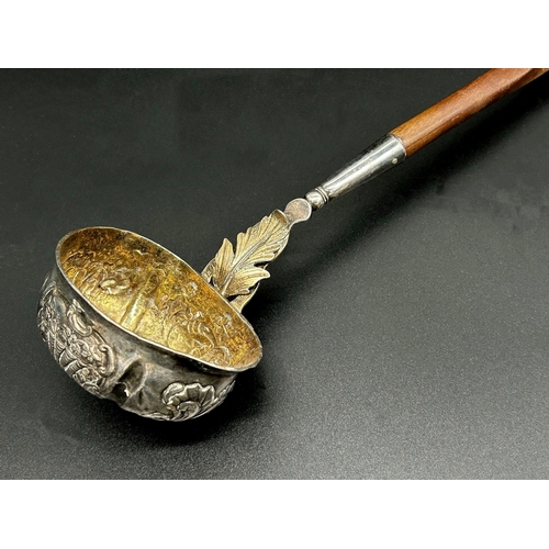 32 - Four antique horn handled silver toddy ladles