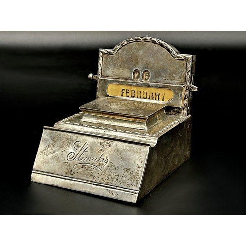 78 - Good quality novelty desk standish, in the form of a cash register, fitted with a perpetual calendar... 