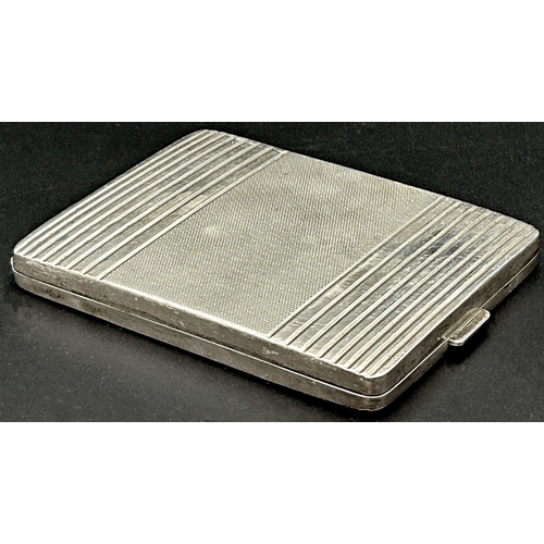 82 - Good Chinese '800' silver engine turned cigarette case, with inscription to the interior, 10cm long,... 