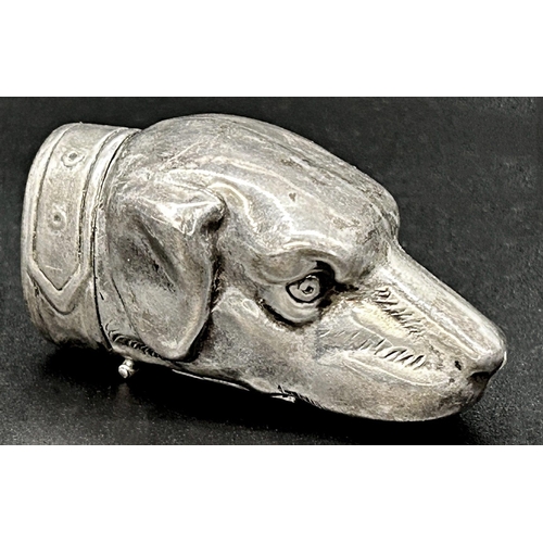 91 - Good novelty '925' silver vesta in the form of a dog head, 5.5cm long