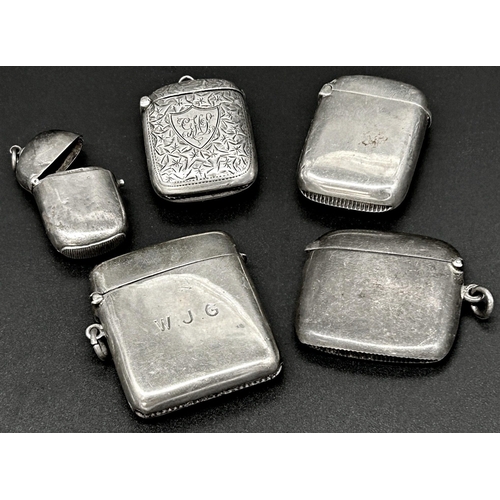 95 - Five silver vesta cases, 4oz approx