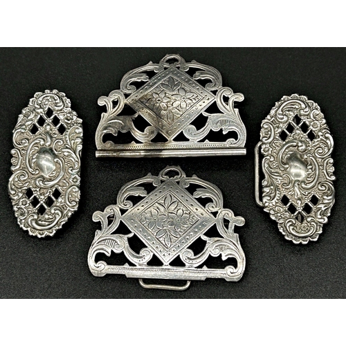 99 - Victorian pierced silver buckle, maker G E Walton & Co Ltd, Birmingham 1899, with a further Edwardia... 