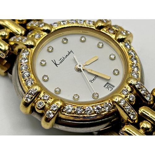 355 - Good quality ladies Kutchinsky Premier bicolour ladies cocktail or dress watch, 27mm case, diamond b... 