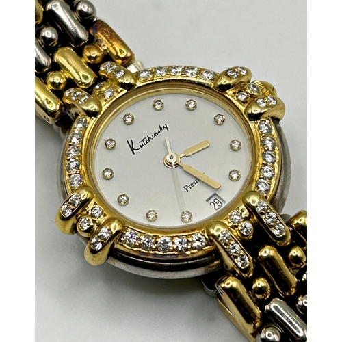 355 - Good quality ladies Kutchinsky Premier bicolour ladies cocktail or dress watch, 27mm case, diamond b... 