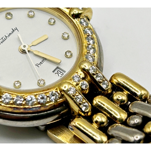 355 - Good quality ladies Kutchinsky Premier bicolour ladies cocktail or dress watch, 27mm case, diamond b... 