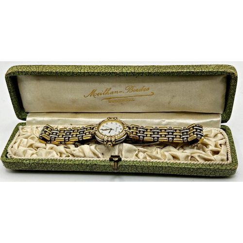 355 - Good quality ladies Kutchinsky Premier bicolour ladies cocktail or dress watch, 27mm case, diamond b... 