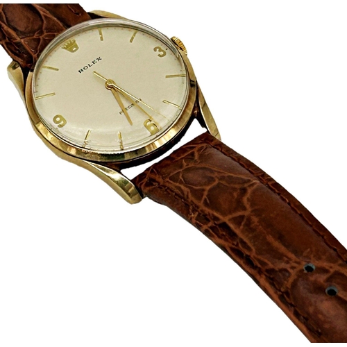 343 - Vintage 1960s gents Rolex Precision manual wind 9ct wristwatch, 35mm case, cream dial with gilt Arab... 