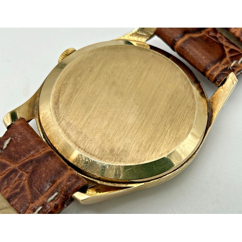 343 - Vintage 1960s gents Rolex Precision manual wind 9ct wristwatch, 35mm case, cream dial with gilt Arab... 